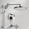 Chrome Tub and Shower Faucet Set With Rain Shower Head and Hand Shower